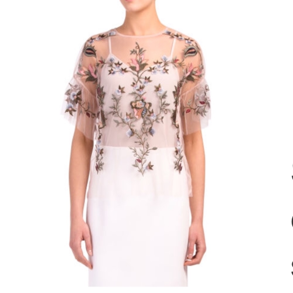 Dalia mesh embroidered floral top